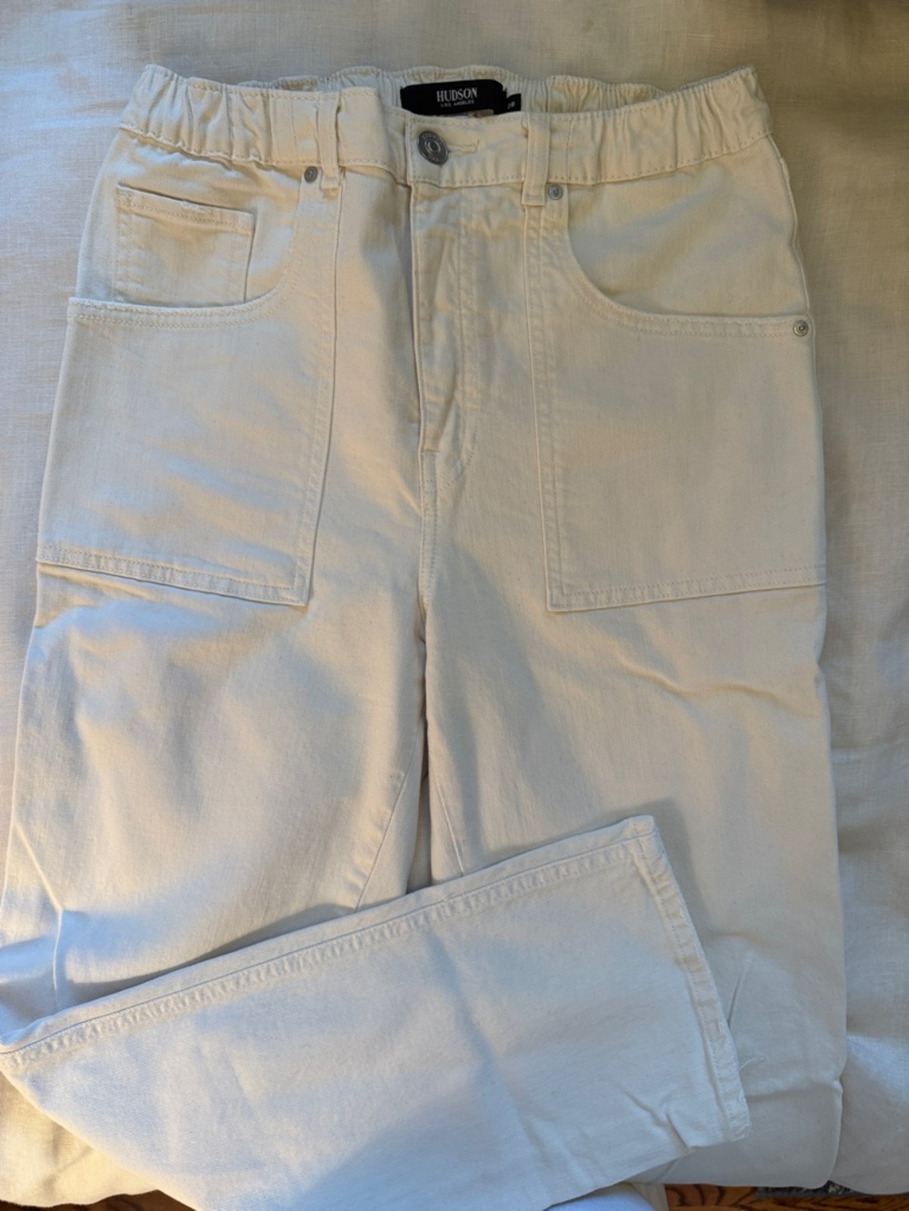 Hudson Jeans Cream Elastic-Waist Casual Pants